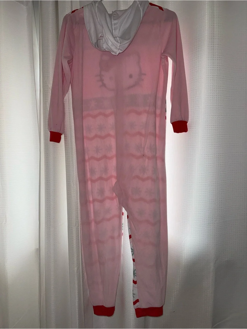 Hello Kitty Pink Girls' Holiday One-Piece Pajamas girls large 10/12 soft pjs